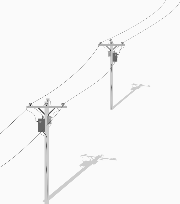 Two Telephone - Utility Poles With Wires
