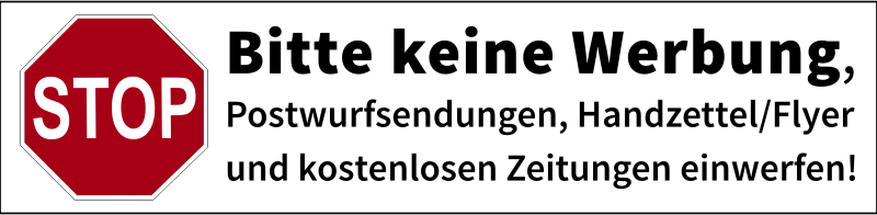 Postbox label "No advertisements, no canvassing" (german)
