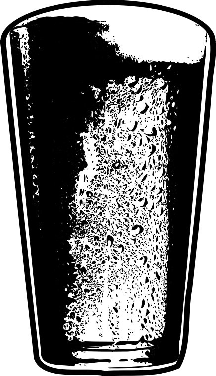 Pint of Beer Detailed Black and White