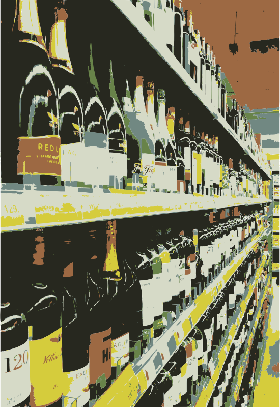 Wine selection on shelf