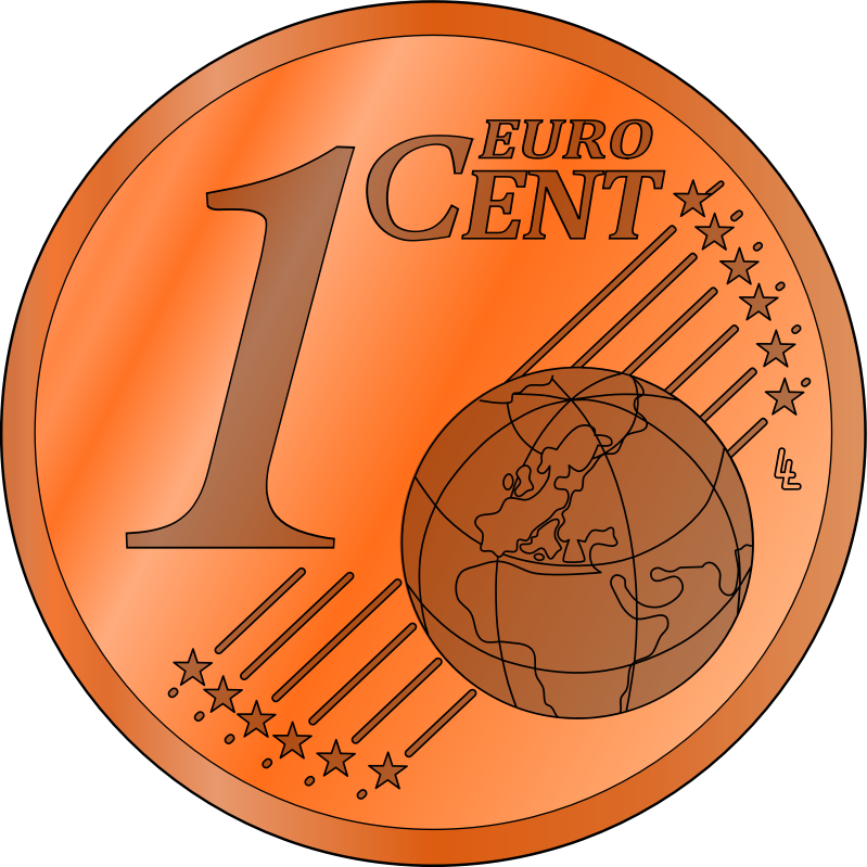 one euro cent, colored