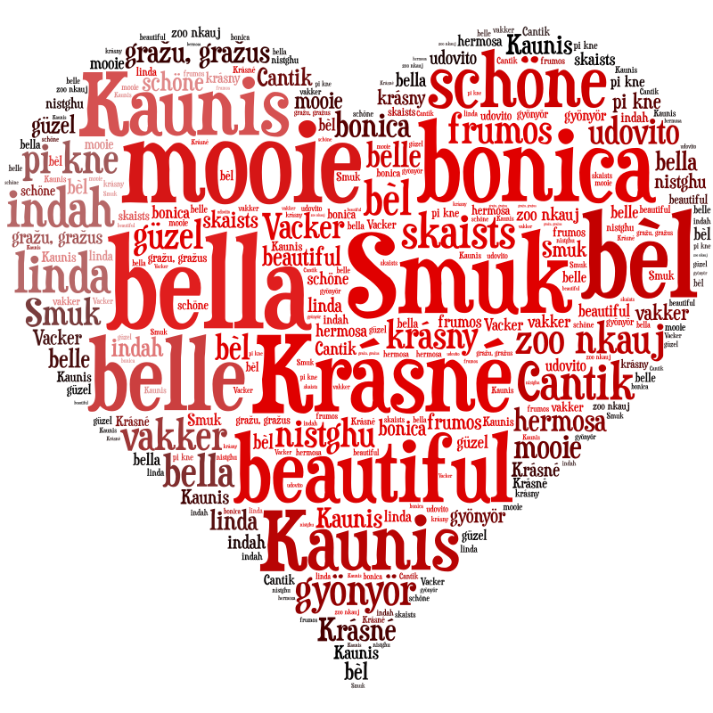 Beautiful in 50 languages - Openclipart