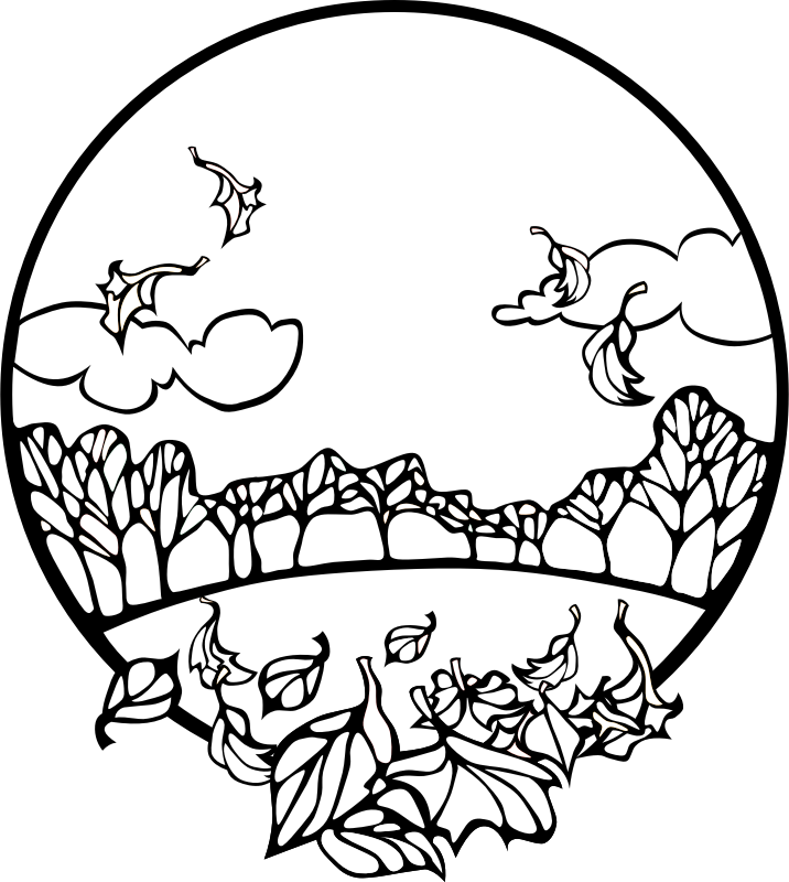 Fall Scene Coloring Page