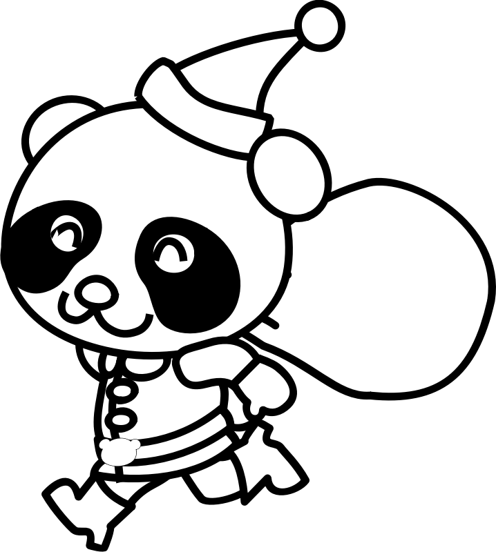 Santa Panda Coloring Page