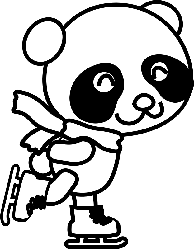 Skating Panda Coloring Page