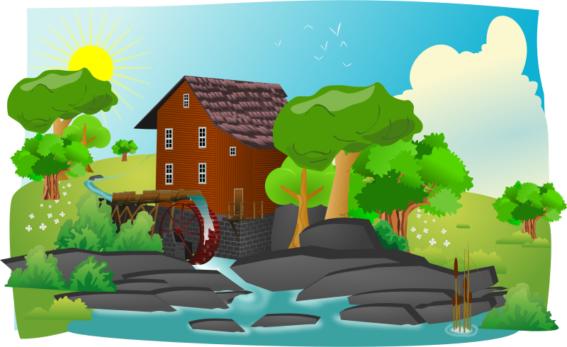 Watermill in lanscape