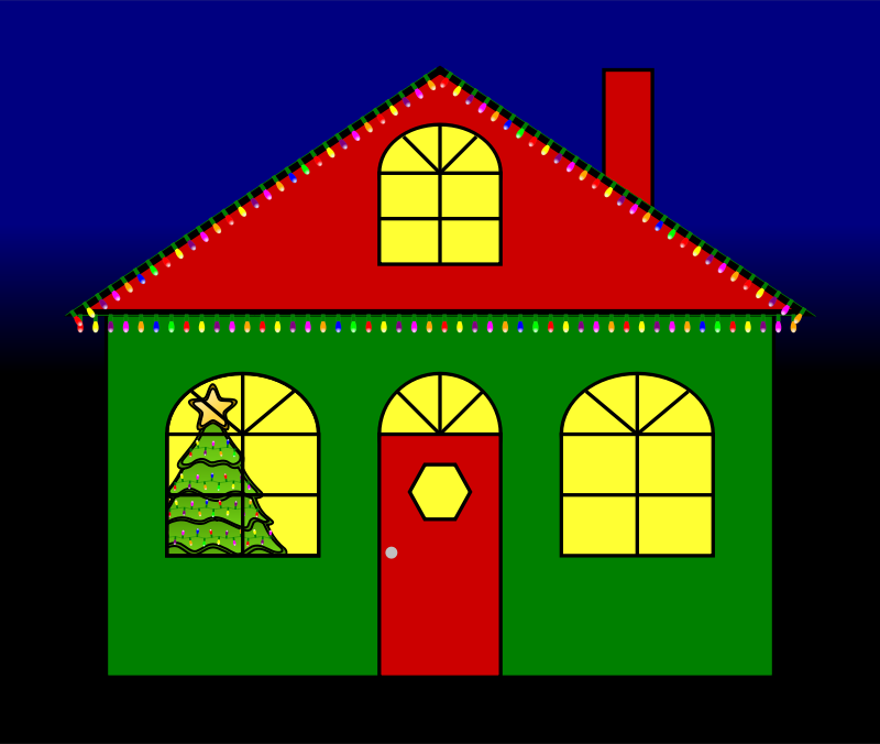 how to draw christmas lights on a house