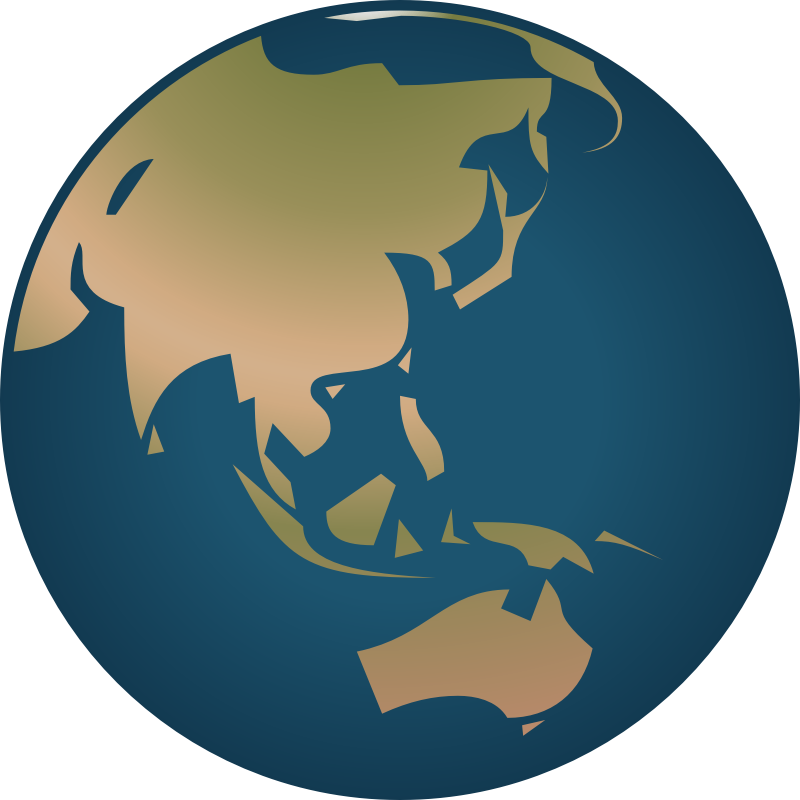 Simple Globe facing Asia and Australia