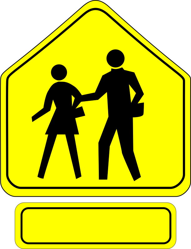 Pentagon School/Pedestrian Zone Crossing sign