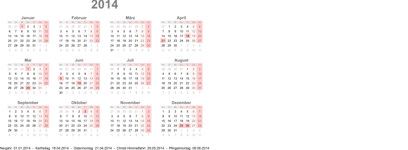 Kalender 2014 Quer A4