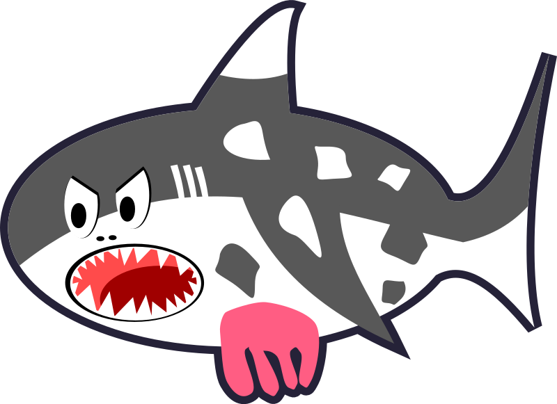 Black, White & Red Cartoon Shark Cow