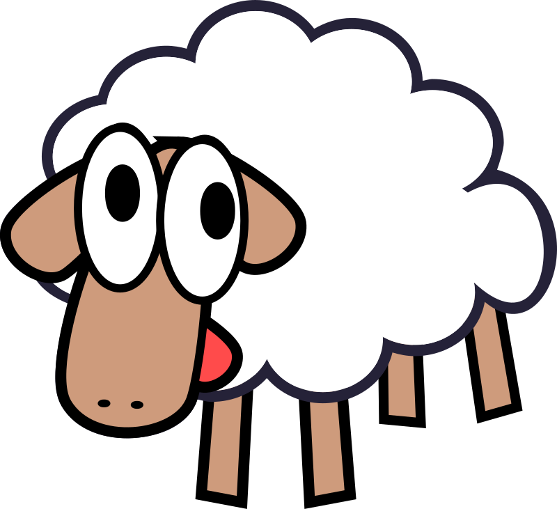 White Stupid & Cute Cartoon Sheep