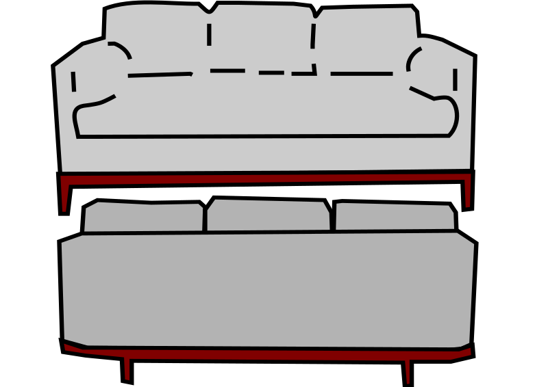 gray sofa front and back