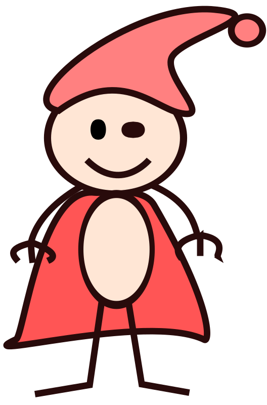 stick boy in a red cape with red hat