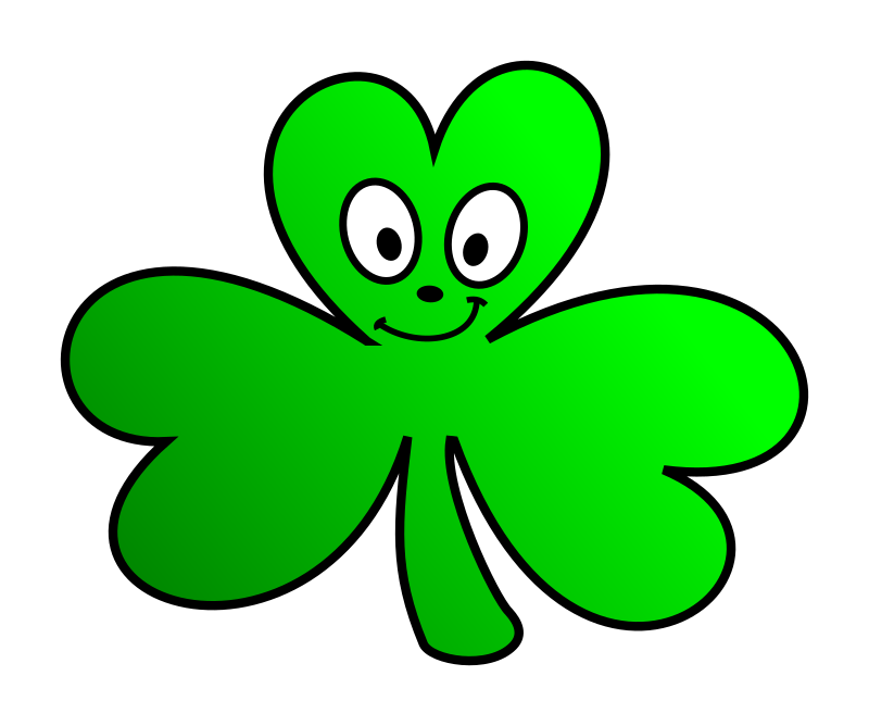 Green Shamrock Cartoon Face