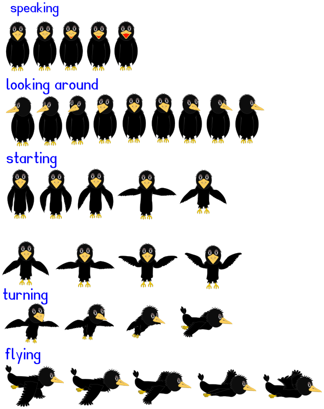 Comic crow animation