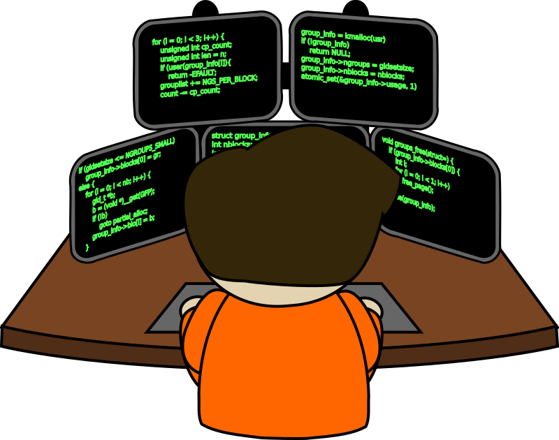 man working on computer clipart