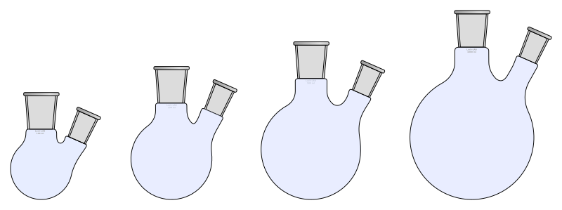 Rundkolben mit Schliff Zweihals schmal