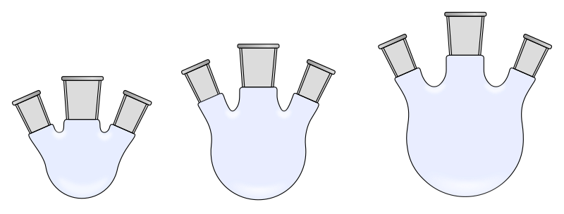 Rundkolben mit Schliff Dreihals schmal