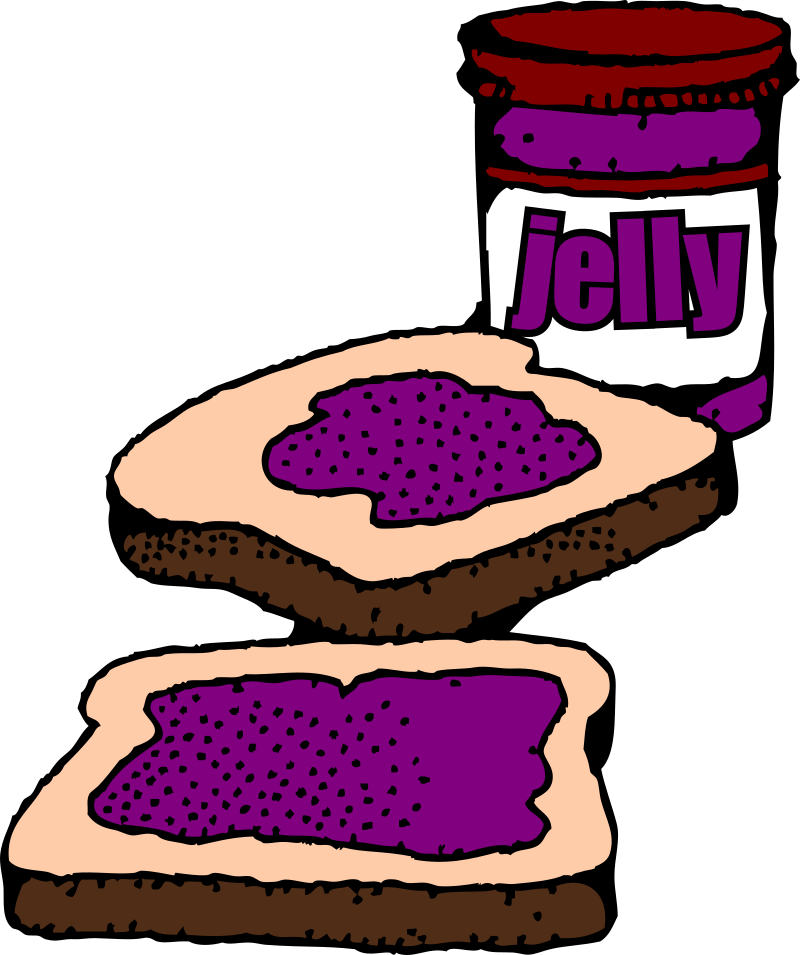 Colorized Peanut butter and jelly sandwich