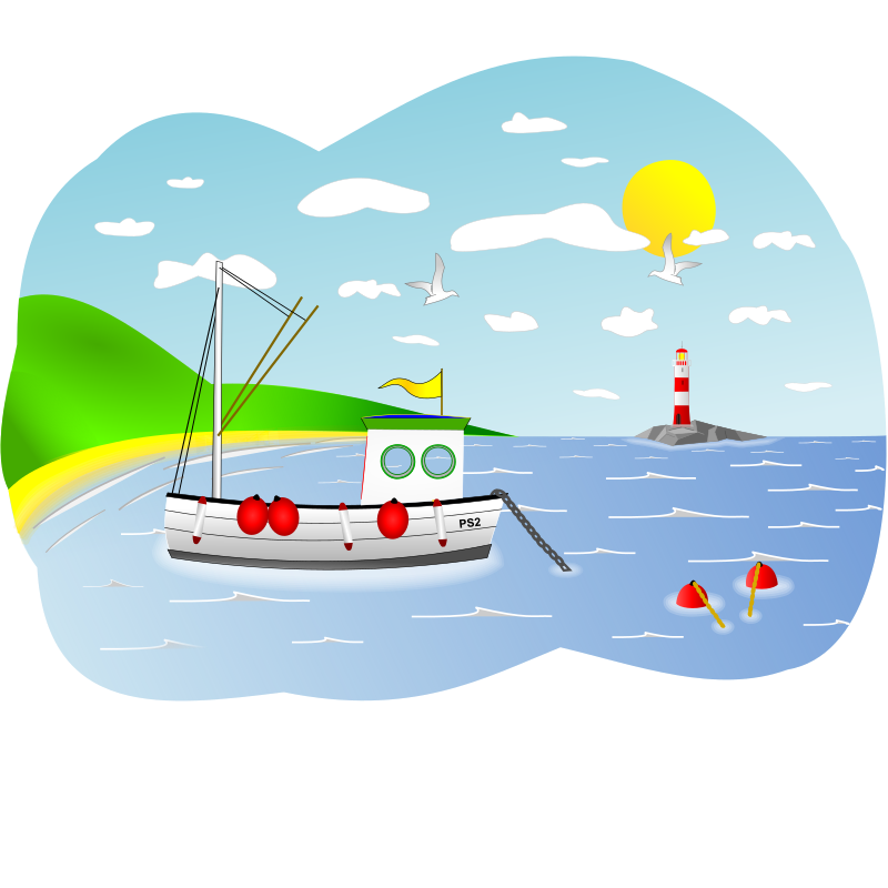 Coastal Fishing Boat Scene