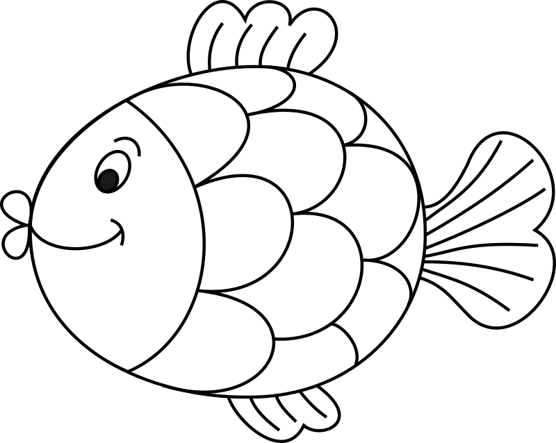 Fish Line Art - Openclipart