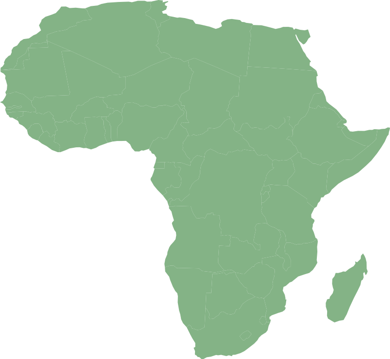 Map of Africa with countries in cylindrical equal area projection