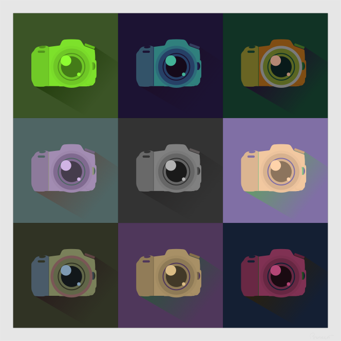 SLR Digital Camera Icons Color Study