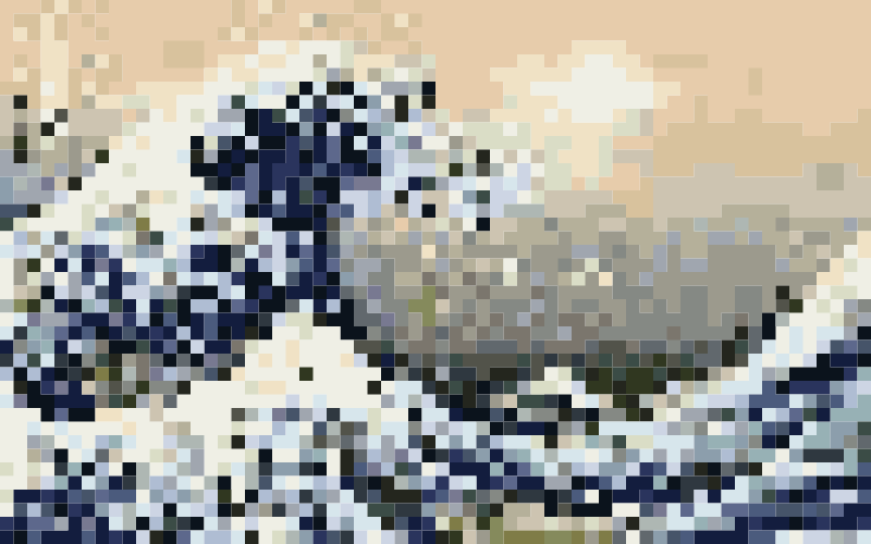 Hokusais Great Wave of Kanagawa Pixelized