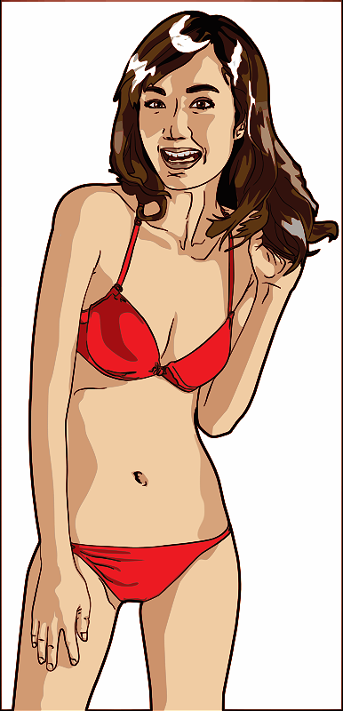 Asian Girl in Red Bikini