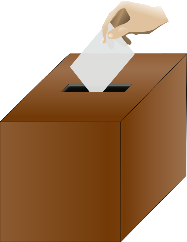 Ballot box isometric with hand