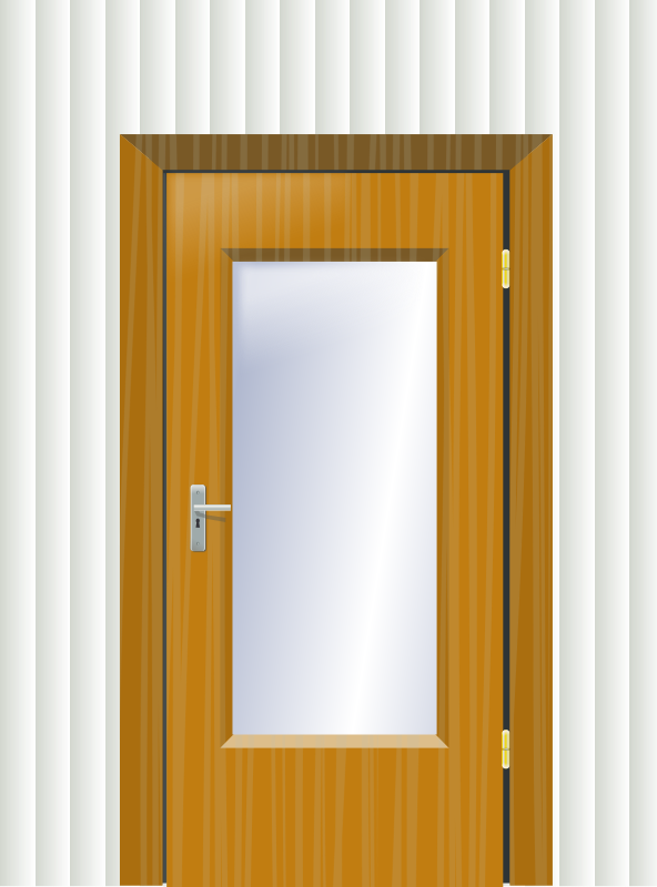 Door with cristal and wall