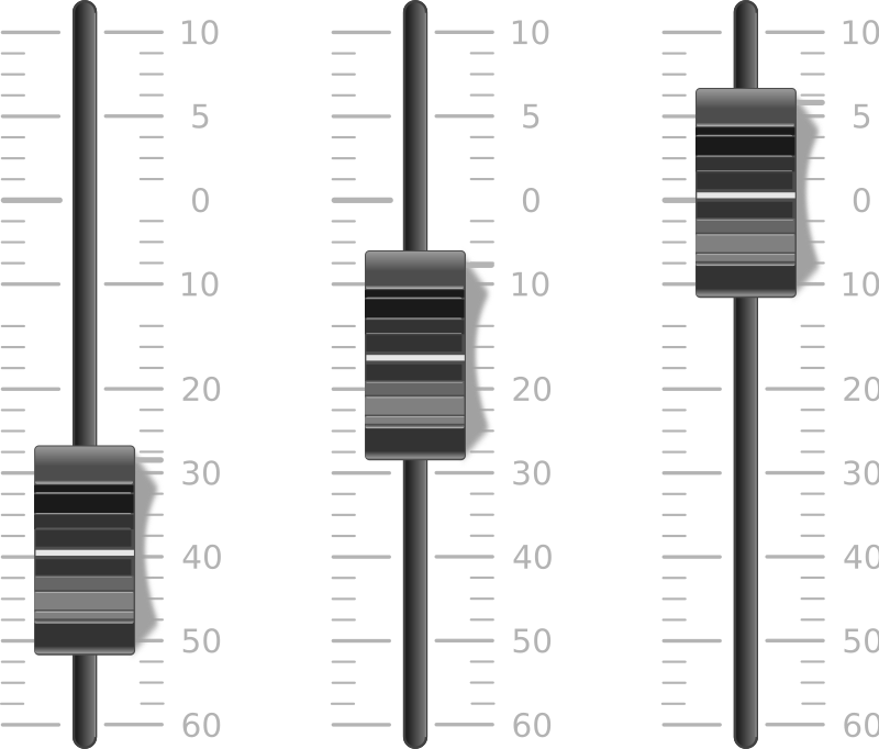 Faders from mixing board