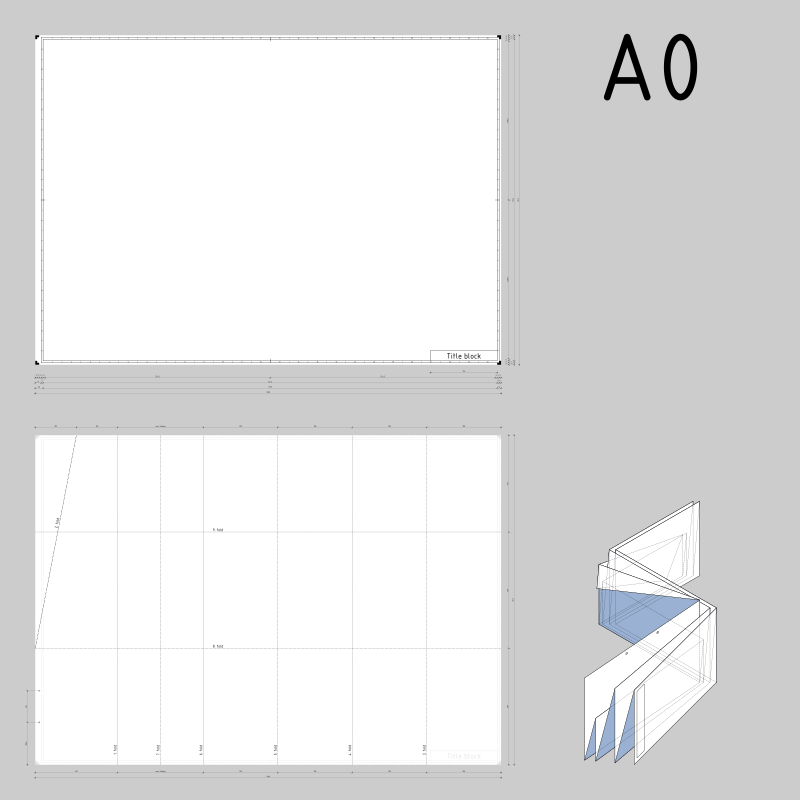 DIN A0 technical drawing format and folding