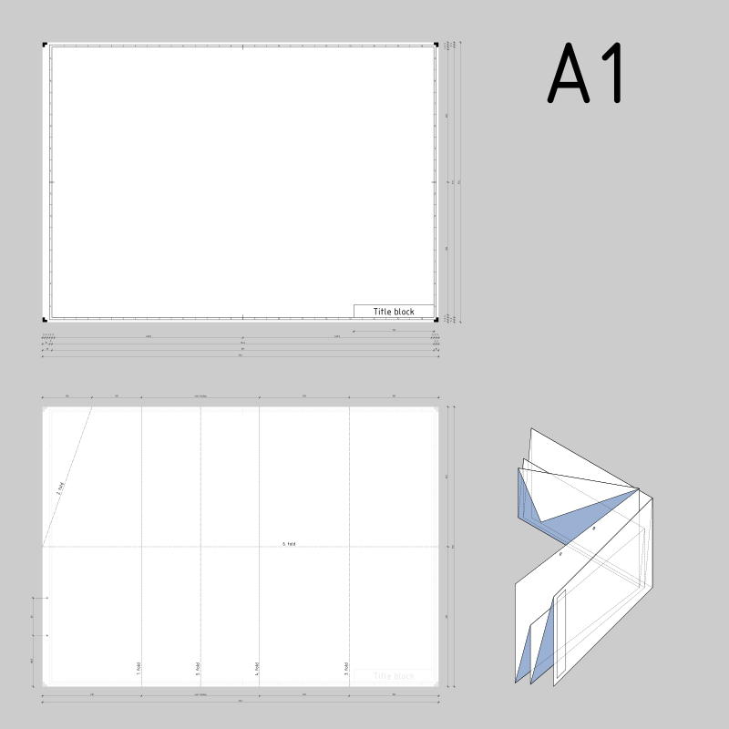 DIN A1 technical drawing format and folding