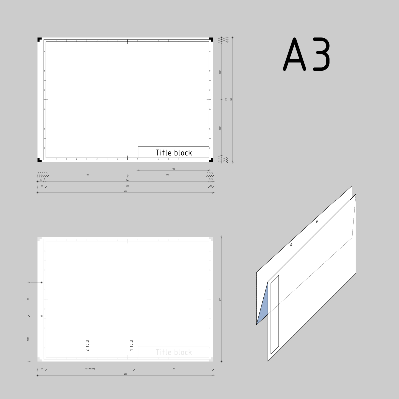 DIN A3 technical drawing format and folding