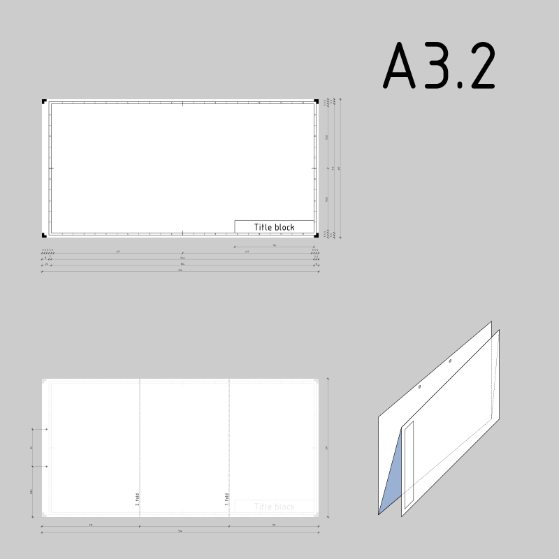 DIN A3.2 technical drawing format and folding