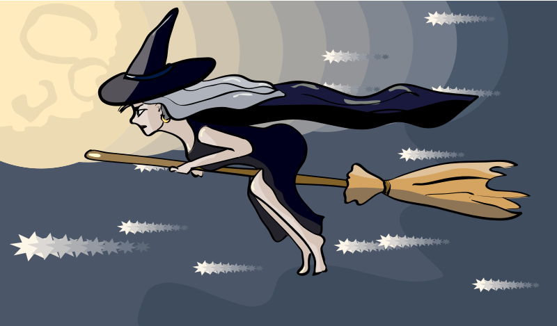 witch flying on a broom