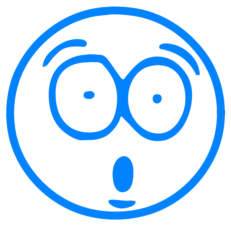 Blue surprised cartoon smiley