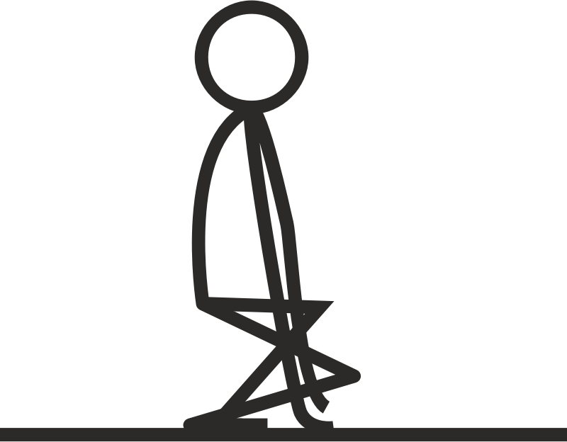 Stick figure squatting