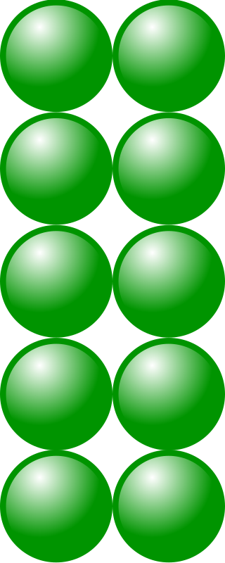 Beads quantitative picture for multiplication 5x2