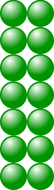 Beads quantitative picture for multiplication 7x2