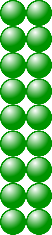 Beads quantitative picture for multiplication 9x2