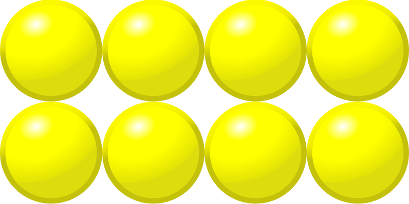 Beads quantitative picture for multiplication 2x4