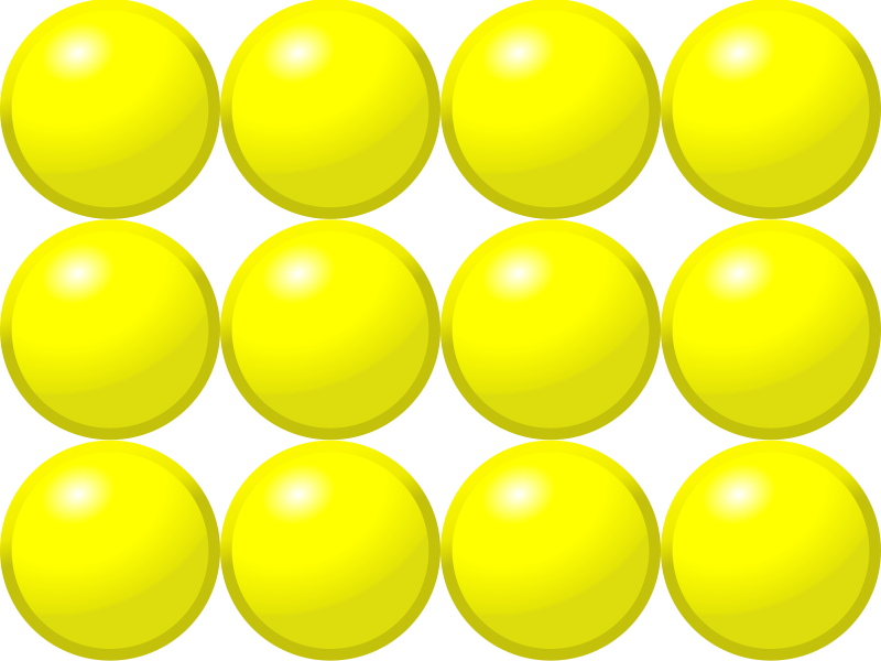 Beads quantitative picture for multiplication 3x4