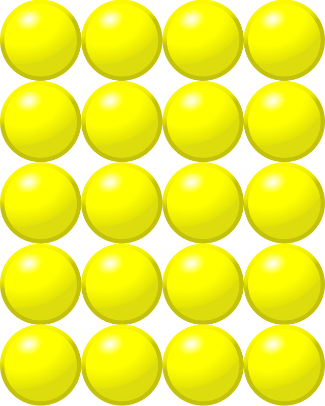 Beads quantitative picture for multiplication 5x4