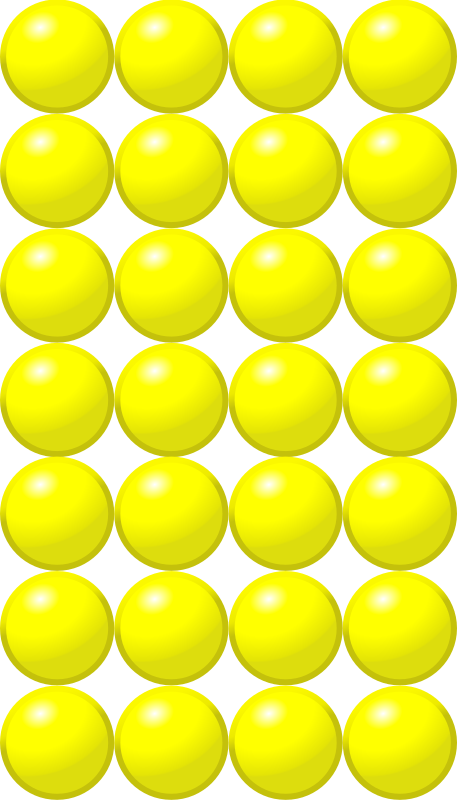 Beads quantitative picture for multiplication 7x4