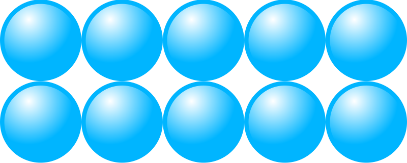 Beads quantitative picture for multiplication 2x5