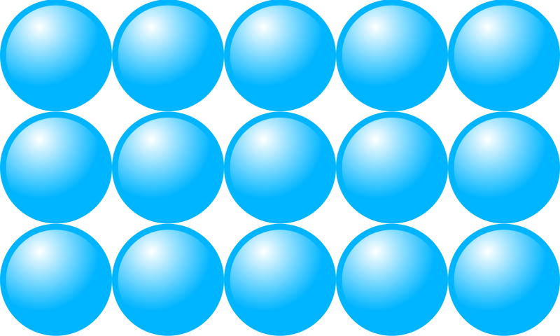 Beads quantitative picture for multiplication 3x5