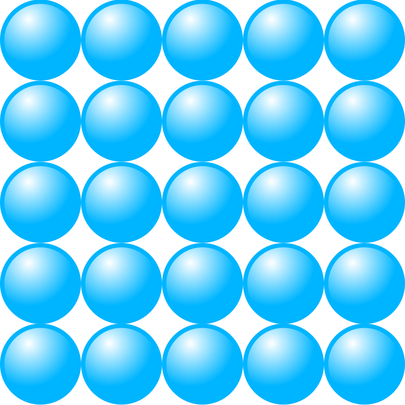 Beads quantitative picture for multiplication 5x5